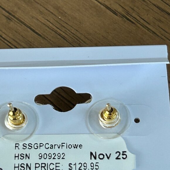 Rarities Carol Brodie Carved Pink Opal and Tourmaline Stud Earrings NWT - Picture 3 of 5